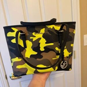 Michael Kors Camouflage Tote in Yellow and Black